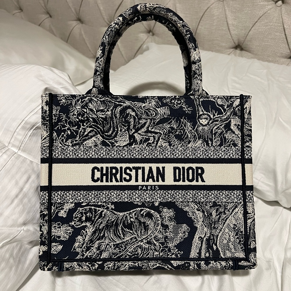 New Small Dior Book Tote reverse toile de jouy